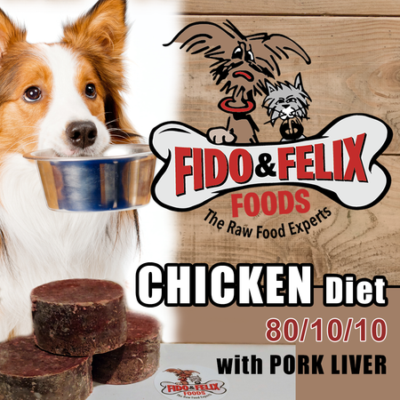 Fido & Felix CHICKEN Diet 80/10/10 with Pork Liver